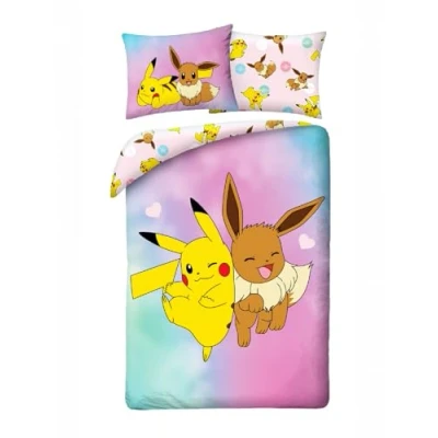 Afbeelding van Pikachu Dekbedovertrek en Eevee 140 x 200 cm polyester