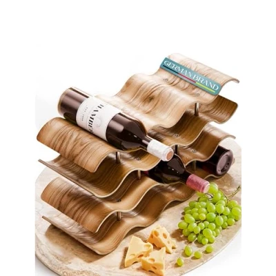 Afbeelding van Dreiklang be smart® Modern design wijnrek flessenrek 14 flessen wijn natuurlijk in walnoot hout voor wijnliefhebbers, 42 x 37 15,7 cm vrijstaand elegant decoratief medium en smal