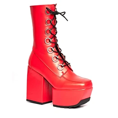 Afbeelding van LAMODA Dames Mutual Agreement Mid Calf Boot, Red Pu, 36 EU