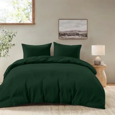 Afbeelding van Dreamzie Dekbedovertrek 240x220 cm met 2 kussenslopen 80x80 Groen volwassen bedset van 100 procent microvezel gecertificeerd vrij chemicaliën (Oeko TEX)