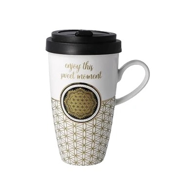 Afbeelding van Goebel Lotus Koffie / Thee mok Bloem des Levens Wit Beker to go porselein 500ml