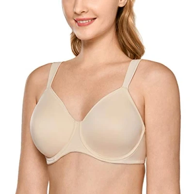 Afbeelding van DELIMIRA Minimizer beha Voor Dames Met Volledige Dekking Plus Size Niet gewatteerde Steun Beige 75D