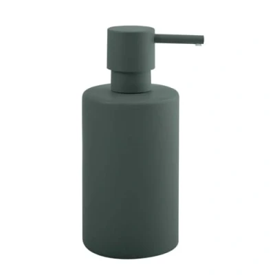Afbeelding van Spirella Tube zeepdispenser met roestvrijstalen pomp vloeibare porselein 300 ml duurzaam en robuust mat donkergroen