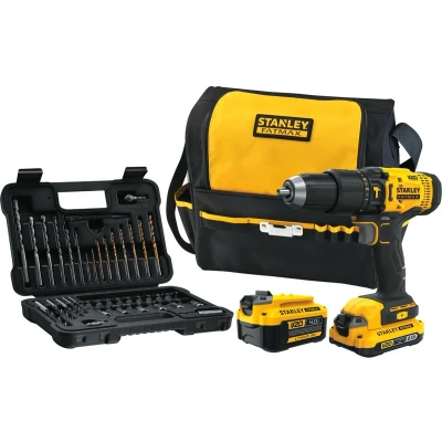 Afbeelding van Stanley Fatmax schroefklopboormachine 18V, met 2 accu&#039;s, softbag en 50 delige accessoireset gereedschap