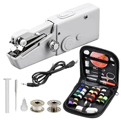 Afbeelding van Handnaaimachine, mini naaimachine, draagbare elektrische naaimachine met naai accessoires voor verschillende stoffen, gebruik op reis