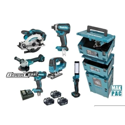 Afbeelding van Makita DLX8100J Combiset 18V DDF484 + DTD153 DGA504 DHS660 DJV182 Incl. accu&quot;;s en lader