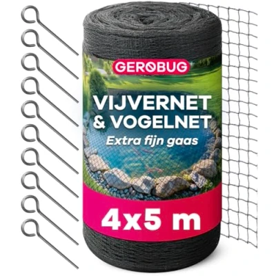 Afbeelding van GEROBUG vijvernet fijnmazig 4 x 5 m weer en uv bestendig tegen reigers vogelbeschermingsnet, bladnet, vijver, kippennet fijnmazig, vogelnet, bladbeschermingsnet