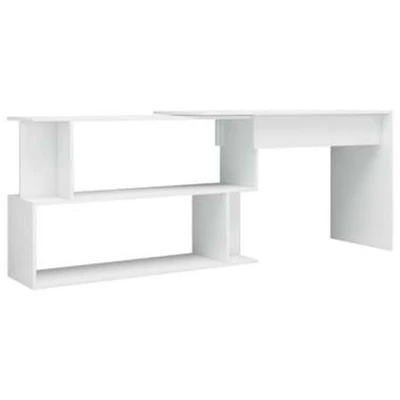 Afbeelding van Hoekbureau 200x50x76 cm bewerkt hout hoogglans wit