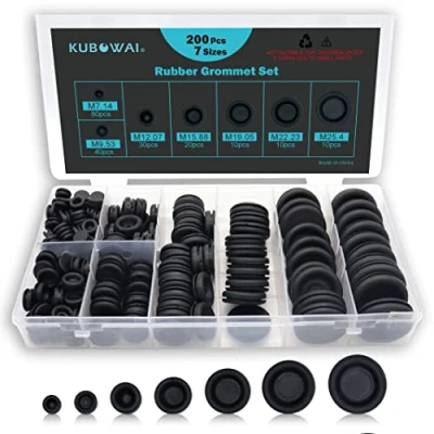 Afbeelding van KUBOWAI Set van 200 Rubberen Kabeltules, Tules, Stekkertule ter Bescherming draden, Kabelconnectoren (7 Tailles)