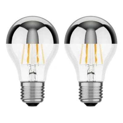Afbeelding van ledscom.de 2 stuks E27 LED lamp, A60, warm wit (2700 K), 6 W, 667lm, hoofdspiegel (zilver)