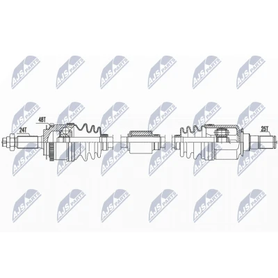 Afbeelding van NTY NPW HY 587 Aandrijfas Vooras rechts 845mm HYUNDAI: i10 I (PA) 1.1, 1.0 2007 2017