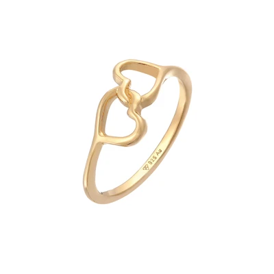 Afbeelding van Elli Heart Connection Ring goldcoloured, Dames, Maat: 54, Gold coloured