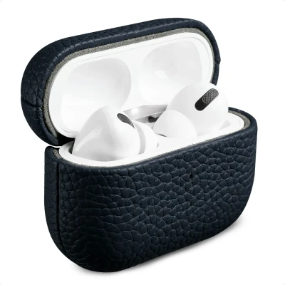 Afbeelding van Accezz Echt lederen case Hoesje geschikt voor AirPods Pro 2 Donkerblauw
