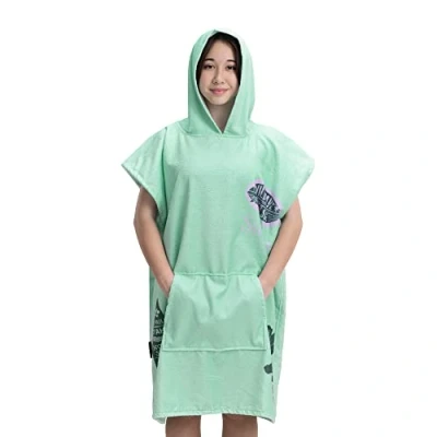 Afbeelding van HOMELEVEL badstof poncho voor kinderen Badponcho kids en tieners Met capuchon kangoeroezak Strandponcho van zachte stof