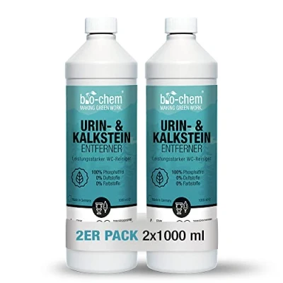 Afbeelding van bio chem Urine en kalksteenverwijderaar Gel 2x 1000 ml concentraat incl. schuin mondstuk, urineaanslag verwijderaar extra sterk, kalkaanslag verwijderaar, WC reiniger