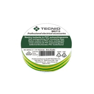 Afbeelding van PVC Insulation Tape 0.12mm Thickness 19mm x 25m Yellow and Green VDE Certified Waterproof Heat Resistant Self Adhesive Perfect for repairing bonding electrical work