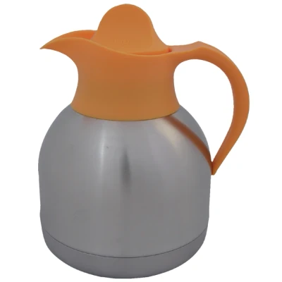 Afbeelding van IEZZY horeca en cate Thermoskan theekan 1liter roestvrijstaal gele dop