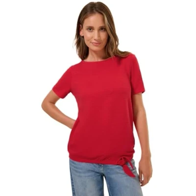 Afbeelding van Cecil Struktur MIT Knoten Tshirt print, Dames, Maat: Large, Rot