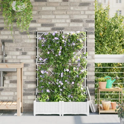 Afbeelding van vidaXL Tuin Plantenbakken Wit Kunststof 80 x 40 125.5 cm