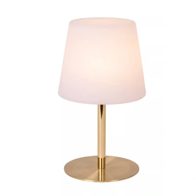 Afbeelding van Lucide TYON Oplaadbare Tafellamp Binnen/Buiten Accu/Batterij Ø 15 cm LED Dimb. IP65 Mat Goud / Messing