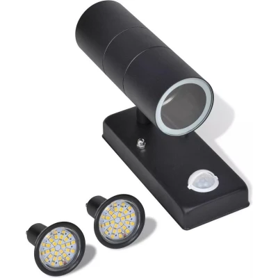 Afbeelding van Wandlamp met sensor LED cilindervormig RVS zwart