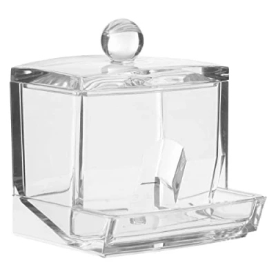 Afbeelding van 5Five Wattenstaafjes houder/box/dispenser 9,5 x 10 cm kunststof Opbergbox