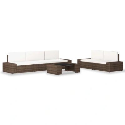 Afbeelding van 6 delige Loungeset poly rattan bruin