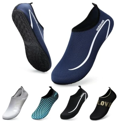 Afbeelding van Waterschoenen Duikschoenen Badschoenen Dame Heren Antislip Superlicht Snel Drogen Surfen Strand Zwembad Uniseks（Linie Dunkelblaue 44/45）