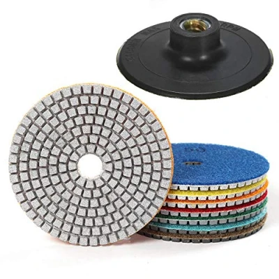 Afbeelding van 7 stuks 3 inch diamant natte polijstschijven, set met ondersteuningskussen voor graniet, steen, beton, marmer, vloerschuurmachine of polijstmachine