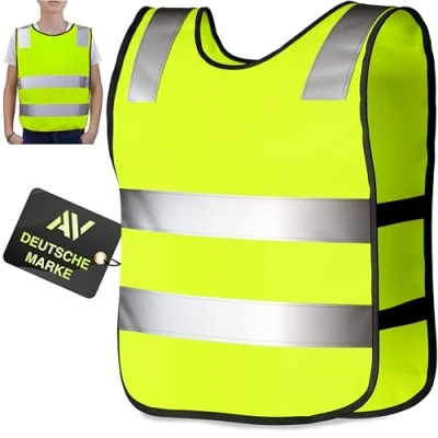 Afbeelding van AVANA Kinderveiligheidsvest (3 12 jaar), reflecterend veiligheidsvest, hoge zichtbaarheid, vest, neon geel