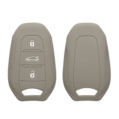 Afbeelding van kwmobile autosleutel hoesje geschikt voor Peugeot Citroen 3 knops Smartkey (alleen Keyless Go) hoes TPU behuizing Beschermende auto sleutel case Sleuteletui in grijs