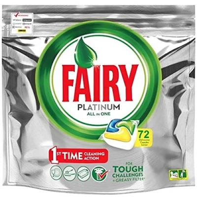 Afbeelding van Fairy Platinum All in One Vaatwastabletten 72 capsules citroen citroen, vaatwasmiddeltabs voordeelverpakking