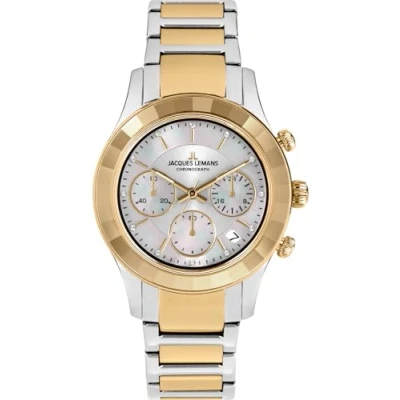 Afbeelding van Jacques Lemans Venice Chronograaf, Dames, Maat: One Size, Steel silver gold