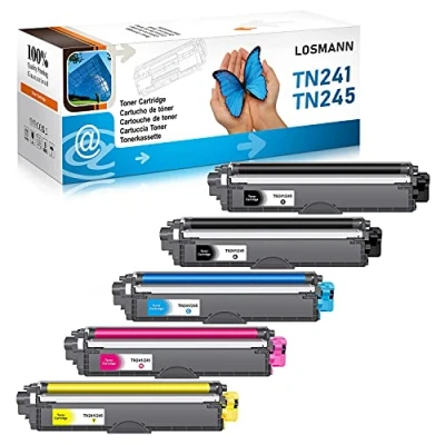 Afbeelding van Losmann 5 x tonercartridges compatibel met Brother TN 241 245 voor HL 3140CW 3142CW 3150CDN 3150CDW 3152CDW 3170CDW 3172CDW DCP 9015CDW 9020CDW 9022CDW MFC 9130CW 9MFC 9140CDN