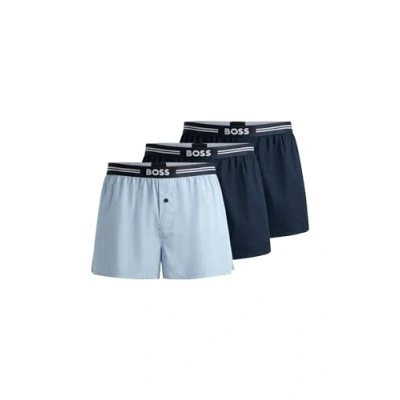 Afbeelding van HUGO BOSS heren Boxershorts met logoband in 3 pack de kleur Donkerblauw, maat: M