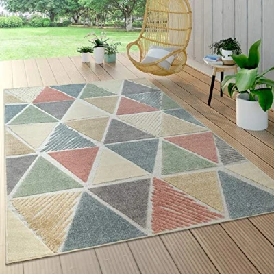 Afbeelding van Binnen en buiten vloerkleed, terras balkon, weerbestendig modern geometrisch patroon, Maat:160x230 cm, Kleur:Veelkleurig