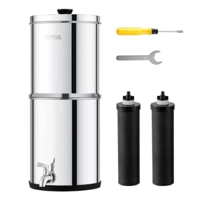 Afbeelding van VEVOR zwaartekracht waterfiltersysteem waterfilteremmer 2,25 gal 2 filters zilver