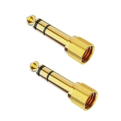 Afbeelding van AUELEK Audio adapter jack 6,35 mm mannelijk naar 3,5 vrouwelijk, stereo verguld met koper voor elektrische piano, hifi apparatuur, versterkers, luidsprekers, audiomixer 2 stuks