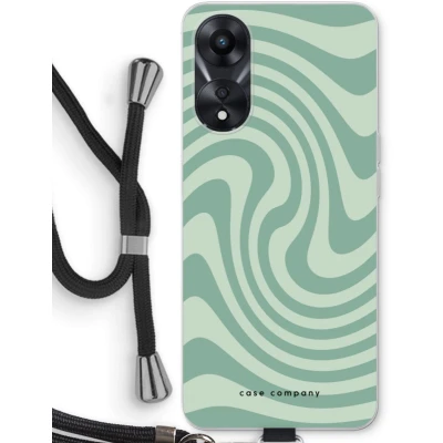 Afbeelding van Case Company® hoesje met Koord geschikt voor Oppo A78 5G Swirl Groen Telefoonhoesje Zwart Bescherming aan alle Kanten en Over de Schermrand