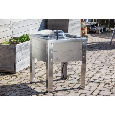 Afbeelding van Heissner Terras fontein hout/RVS grijs