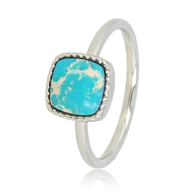 Afbeelding van My Bendel Zilveren ring met vierkanten Imperial Jasper edelsteen
