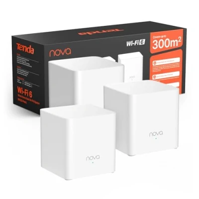 Afbeelding van Tenda Nova mesh MX3 (3 pakketten), Wi Fi 6 AX1500, dual band WLAN router, wifi tot 270 m², eenvoudige installatie, 2,4 GHz + 5 GHz, 2 poorten/eenheid