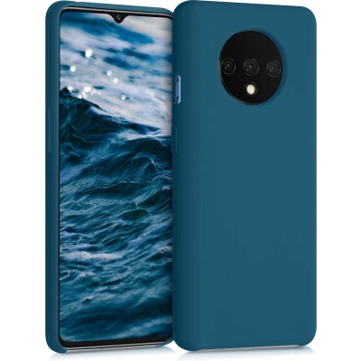 Afbeelding van kwmobile telefoonhoesje geschikt voor OnePlus 7T Hoesje met siliconen coating Smartphone case in mat petrol