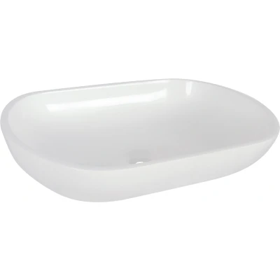 Afbeelding van Differnz Ovalo opbouw waskom mineraalmarmer ovaal 54x34cm wit