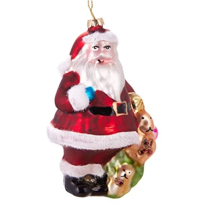 Afbeelding van BRUBAKER Kerstman met Cadeautjes Handbeschilderde Glazen Kerstballen Mondgeblazen Kerstboomversieringen Figuren Grappige Decoratie Hangers Boombal 12,5 cm