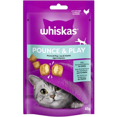Afbeelding van 8 x 45 g Whiskas Snacks Pounce &amp; Play Kip kattensnacks