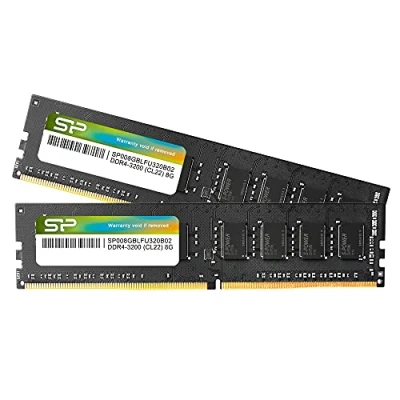 Afbeelding van Silicon Power DDR4 16GB Kit (2x8GB) 3200MHz (PC4 25600) CL22 UDIMM 288 pins desktopcomputergeheugen SP016GBLFU320B22