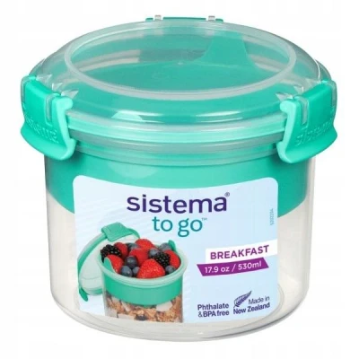 Afbeelding van Sistema Breakfast To Go Lunch Bowl Food Container with Spoon, 530ml Diverse kleuren