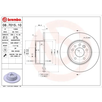 Afbeelding van Brembo Remschijf 08.7015.10
