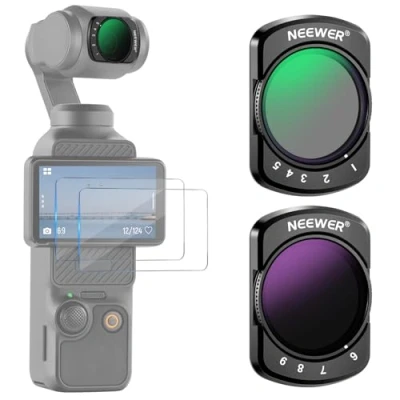 Afbeelding van Neewer Variabele ND2 ND32 &amp; ND64 ND512 Kit Compatibel met DJI Osmo Pocket 3 Creator Combo accessoires, beperkte stops neutrale dichtheidsfilters, 2 schermbeschermers, accessoires voor actiecamera&#039;s